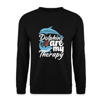 Dolphins are my therapy - Unisex Sweatshirt - black - Front - Alina (178cm) & Michal (187cm)