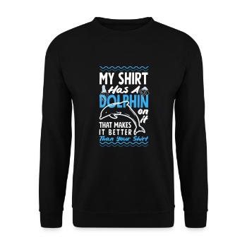 Ma chemise a un dauphin dessus - Sweat-shirt Unisexe - noir - Devant - Alina (178cm) & Michal (187cm)