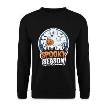 Cute Halloween Ghost Spooky Season Ghost - Unisex Sweatshirt - black - Front - Alina (178cm) & Michal (187cm)