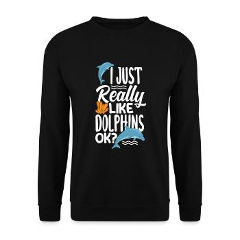 Ich Mag Einfach Delfine Ok? - Unisex Pullover - Schwarz - Vorne - Alina (178cm) & Michal (187cm)