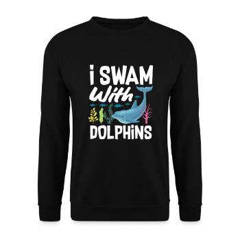 I swam with dolphins - Unisex Sweatshirt - black - Front - Alina (178cm) & Michal (187cm)