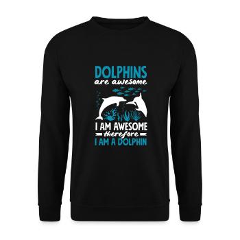 Dolphins are great, so I'm a dolphin - Unisex Sweatshirt - black - Front - Alina (178cm) & Michal (187cm)