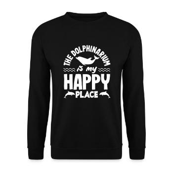 Das Delfinarium ist mein Glücksort - Unisex Pullover - Schwarz - Vorne - Alina (178cm) & Michal (187cm)