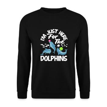 Ich Bin Nur Hier Wegen Der Delfine - Unisex Pullover - Schwarz - Vorne - Alina (178cm) & Michal (187cm)