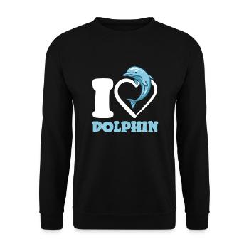I love dolphins - friend of the seas - Unisex Sweatshirt - black - Front - Alina (178cm) & Michal (187cm)