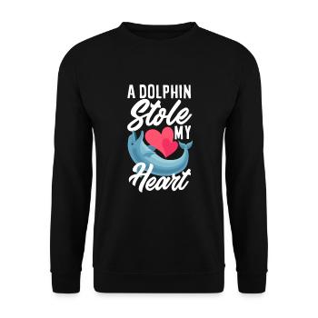 A dolphin stole my heart - Unisex Sweatshirt - black - Front - Alina (178cm) & Michal (187cm)