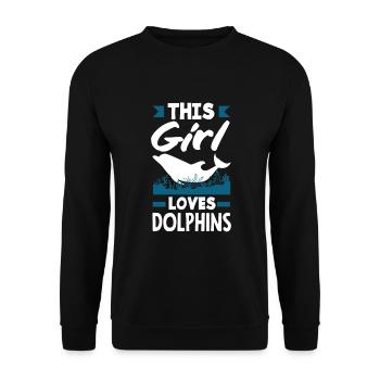 This girl loves dolphins - Unisex Sweatshirt - black - Front - Alina (178cm) & Michal (187cm)
