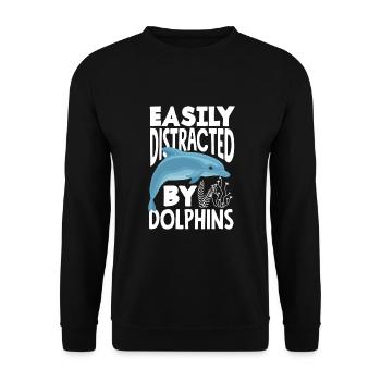 Easily distracted by dolphins - Unisex Sweatshirt - black - Front - Alina (178cm) & Michal (187cm)