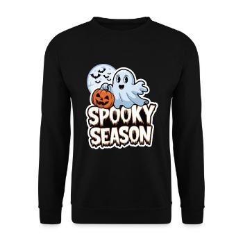Cute Halloween Ghost Spooky Season Ghost - Unisex Sweatshirt - black - Front - Alina (178cm) & Michal (187cm)