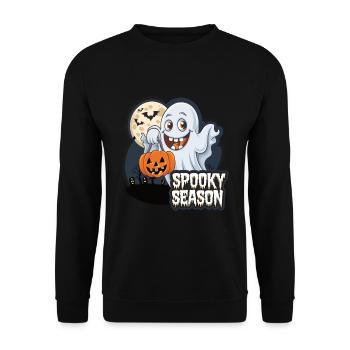 Cute Halloween Ghost Spooky Season Ghost - Unisex Sweatshirt - black - Front - Alina (178cm) & Michal (187cm)