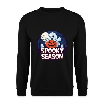 Cute Halloween Ghost Spooky Season Ghost - Unisex Sweatshirt - black - Front - Alina (178cm) & Michal (187cm)