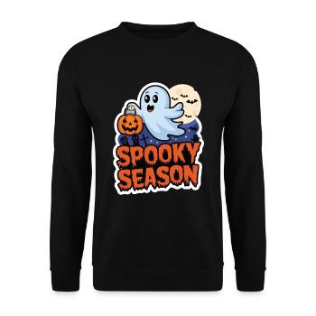 Cute Halloween Ghost Spooky Season Ghost - Unisex Sweatshirt - black - Front - Alina (178cm) & Michal (187cm)