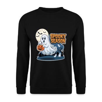Cute Halloween Ghost Spooky Season Ghost - Unisex Pullover - Schwarz - Vorne - Alina (178cm) & Michal (187cm)