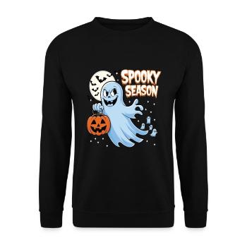 Cute Halloween Ghost Spooky Season Ghost - Unisex Sweatshirt - black - Front - Alina (178cm) & Michal (187cm)