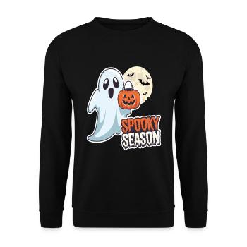 Cute Halloween Ghost Spooky Season Ghost - Unisex Sweatshirt - black - Front - Alina (178cm) & Michal (187cm)