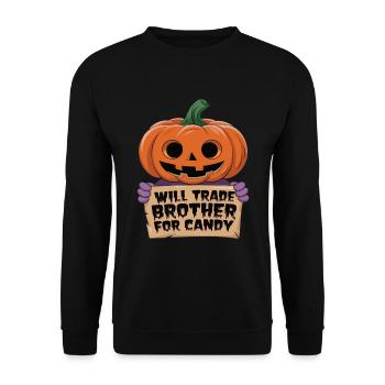 Halloween Will Trade Brother For Candy - Unisex Sweatshirt - black - Front - Alina (178cm) & Michal (187cm)