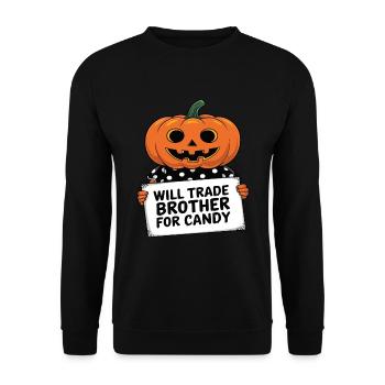 Halloween Will Trade Brother For Candy - Unisex Sweatshirt - black - Front - Alina (178cm) & Michal (187cm)