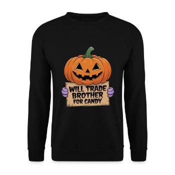 Halloween Will Trade Brother For Candy - Unisex Sweatshirt - black - Front - Alina (178cm) & Michal (187cm)