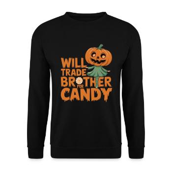 Halloween Will Trade Brother For Candy - Unisex Sweatshirt - black - Front - Alina (178cm) & Michal (187cm)