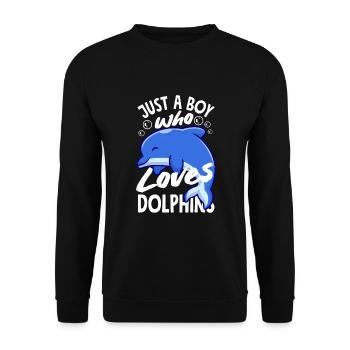 Nur Ein Junge Der Delfine Liebt - Unisex Pullover - Schwarz - Vorne - Alina (178cm) & Michal (187cm)