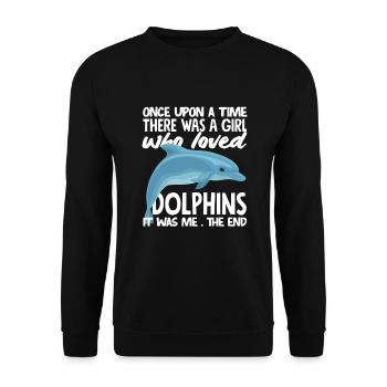 Es War Einmal Ein Mädchen Das Delfine Liebte - Unisex Pullover - Schwarz - Vorne - Alina (178cm) & Michal (187cm)