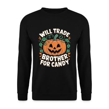 Halloween Will Trade Brother For Candy - Unisex Sweatshirt - black - Front - Alina (178cm) & Michal (187cm)