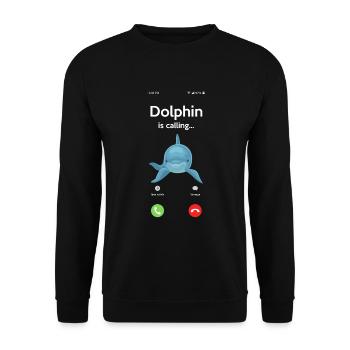 Dolphin Calling Funny Animal Motif - Unisex Sweatshirt - black - Front - Alina (178cm) & Michal (187cm)