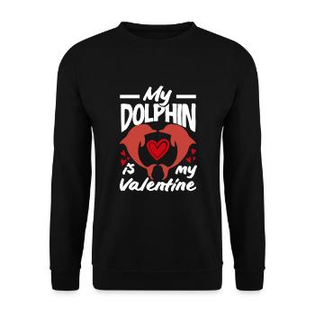 Mein Delfin Ist Mein Valentinstag - Unisex Pullover - Schwarz - Vorne - Alina (178cm) & Michal (187cm)