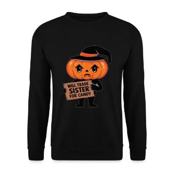 Halloween Will Trade Sister For Candy - Unisex Sweatshirt - black - Front - Alina (178cm) & Michal (187cm)