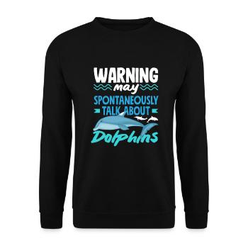 Achtung Könnte Spontan Über Delfine Reden - Unisex Pullover - Schwarz - Vorne - Alina (178cm) & Michal (187cm)