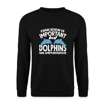Bildung Ist Wichtig Aber Delfine Sind Wichtiger - Unisex Pullover - Schwarz - Vorne - Alina (178cm) & Michal (187cm)
