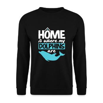Home Is Where My Dolphins Are - Unisex Sweatshirt - black - Front - Alina (178cm) & Michal (187cm)
