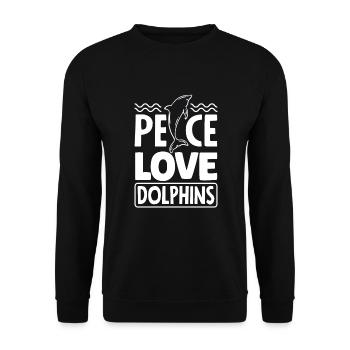Peace Dear Dolphins - Unisex Sweatshirt - black - Front - Alina (178cm) & Michal (187cm)