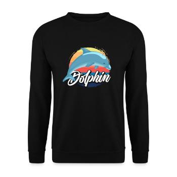 Nostalgic Dolphin Sunset Design - Unisex Sweatshirt - black - Front - Alina (178cm) & Michal (187cm)