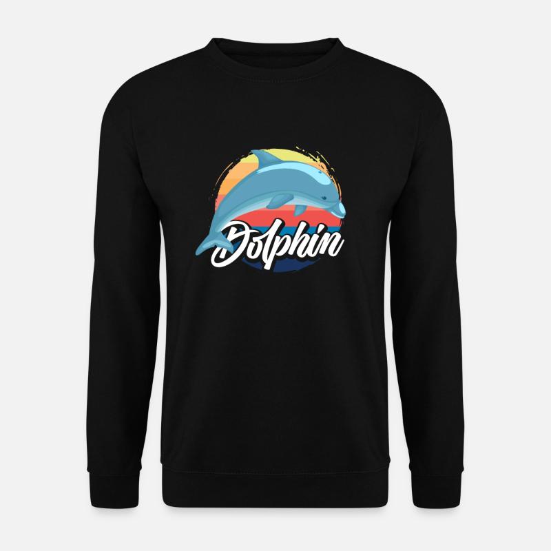 Nostalgic Dolphin Sunset Design - Unisex Sweatshirt - black
