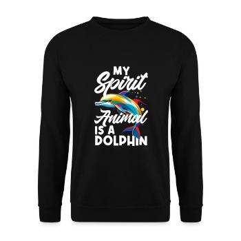 Mein Geisttier Ist Ein Delfin Buntes Design - Unisex Pullover - Schwarz - Vorne - Alina (178cm) & Michal (187cm)