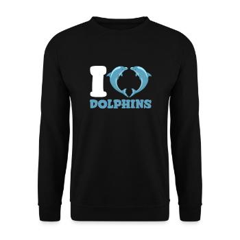 I Love Dolphins Graphic for Marine Animal Lovers - Unisex Sweatshirt - black - Front - Alina (178cm) & Michal (187cm)