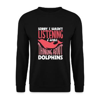 Sorry I Wasn't Listening I Was Thinking About - Unisex Pullover - Schwarz - Vorne - Alina (178cm) & Michal (187cm)