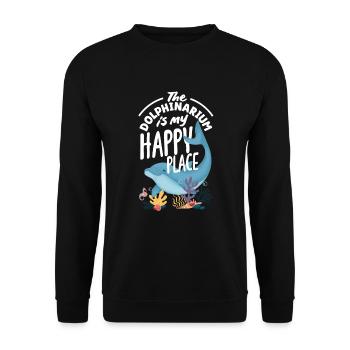 Das Delfinarium Ist Mein Glücklicher Ort - Unisex Pullover - Schwarz - Vorne - Alina (178cm) & Michal (187cm)