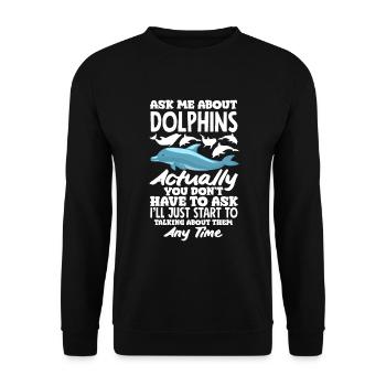 Frag Mich Über Delfine Ich Red Über Sie - Unisex Pullover - Schwarz - Vorne - Alina (178cm) & Michal (187cm)