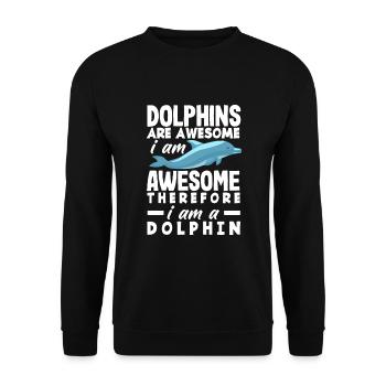 Delfine Sind Großartig Ich Bin Großartig Daher Bin - Unisex Pullover - Schwarz - Vorne - Alina (178cm) & Michal (187cm)