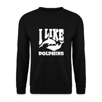 I Like Dolphins Funny Dolphin Motif - Unisex Sweatshirt - black - Front - Alina (178cm) & Michal (187cm)