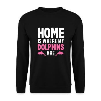Home Is Where My Dolphins Are - Unisex Pullover - Schwarz - Vorne - Alina (178cm) & Michal (187cm)