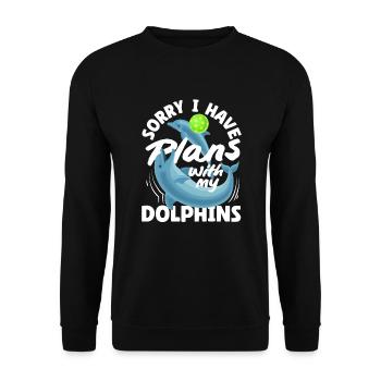 Entschuldigung, Ich Habe Pläne Mit Meinen Delfinen - Unisex Pullover - Schwarz - Vorne - Alina (178cm) & Michal (187cm)