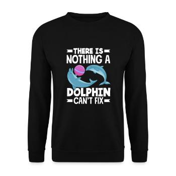Dolphins heal everything - Unisex Sweatshirt - black - Front - Alina (178cm) & Michal (187cm)