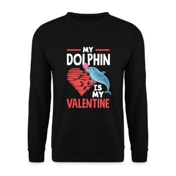 Mein Delfin Ist Mein Valentin Herz - Unisex Pullover - Schwarz - Vorne - Alina (178cm) & Michal (187cm)