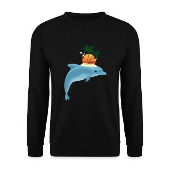 Dolphin Sunset Palm Trees Paradise - Unisex Sweatshirt - black - Front - Alina (178cm) & Michal (187cm)