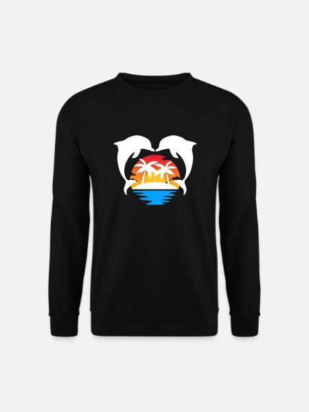 Tropische Insel Sonnenuntergang mit Delfinen - Unisex Pullover - Schwarz