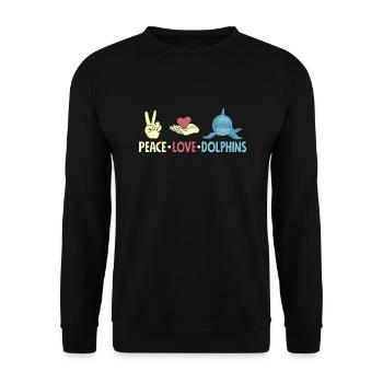 Peace Love Dolphins Graphic - Unisex Sweatshirt - black - Front - Alina (178cm) & Michal (187cm)