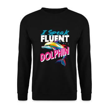 I speak fluent dolphin - Unisex Sweatshirt - black - Front - Alina (178cm) & Michal (187cm)
